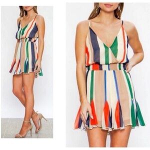 Jealous Tomato Colorful Striped Mini Dress